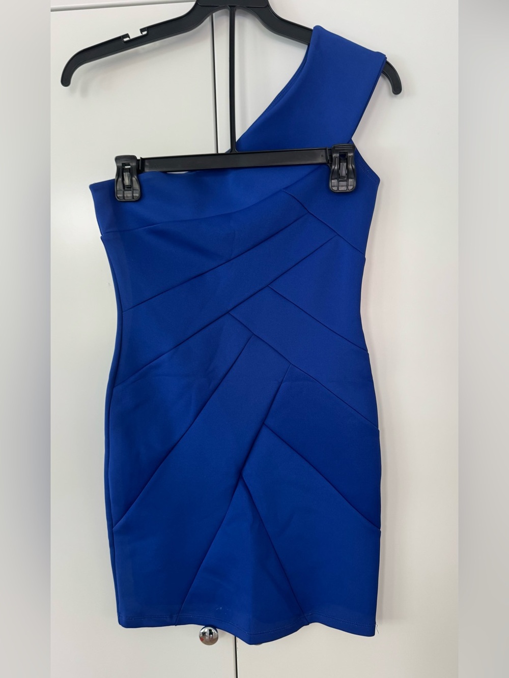 Foreign Exchange One-Shoulder Cobalt Blue Bandage Dress